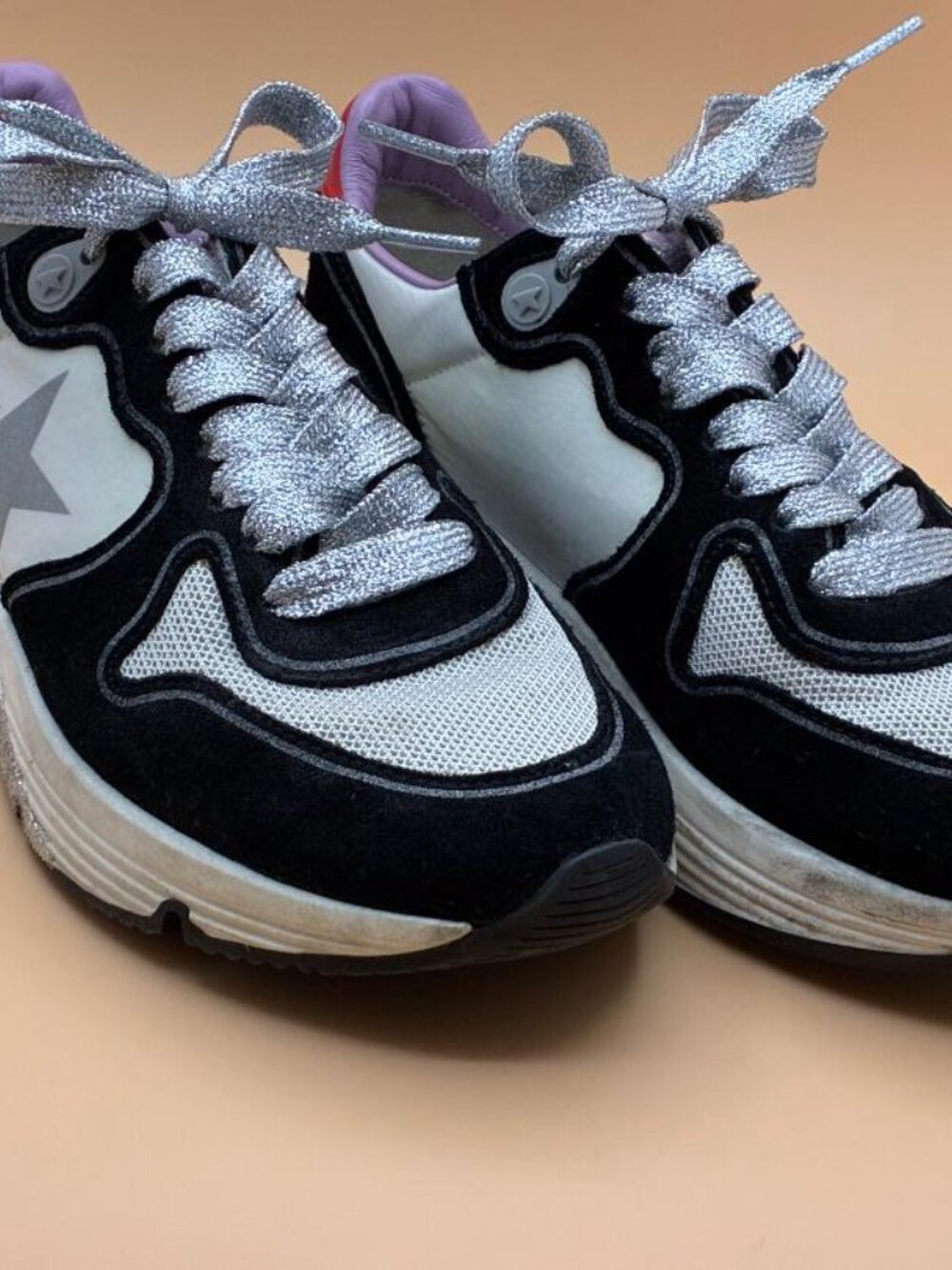 GOLDEN GOOSE Women's Superstar White & Black Leather Glitter Star Sneakers EU 35 - Picture 11 of 16
